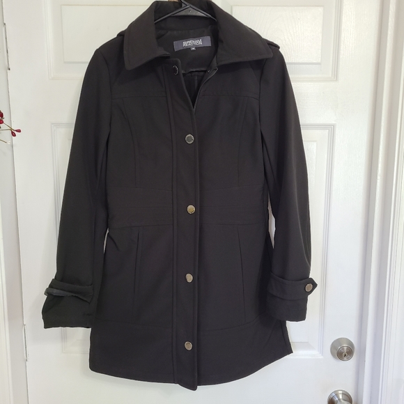 Kenneth Cole Reaction Woman's Hooded Coat, Size: XS Color: Black - Picture 1 of 16